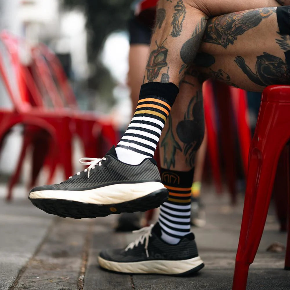 Chaussettes de course à pied - Run Anatomic Light Crew blanc/noir