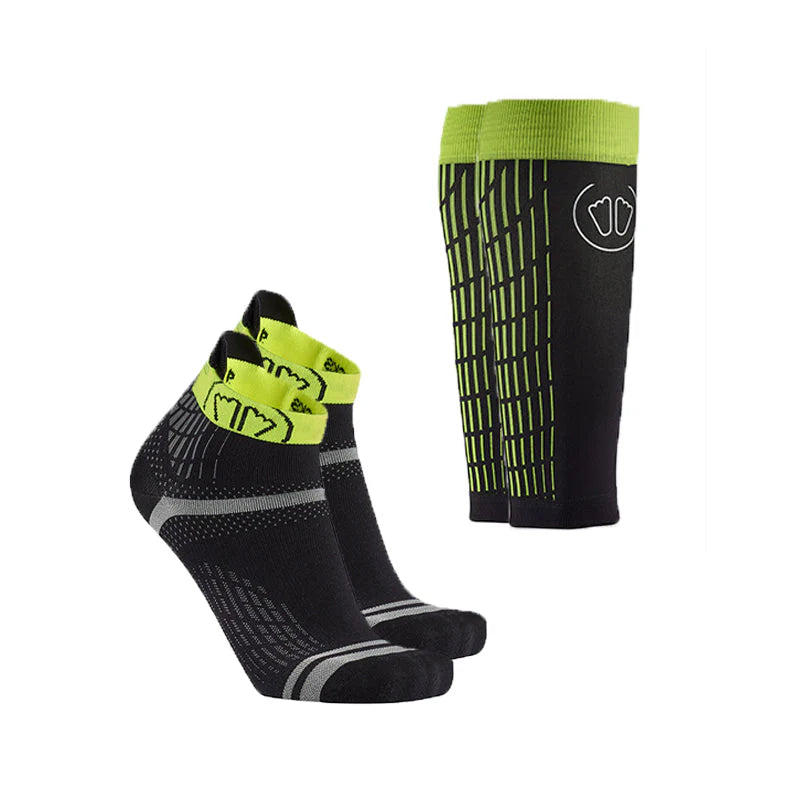 Run Feel socks + Ultralight Run Calf sleeves black/yellow