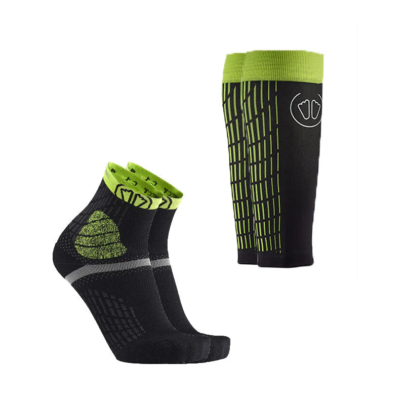 Trail Protect socks + Ultralight Run Calf sleeves black/yellow