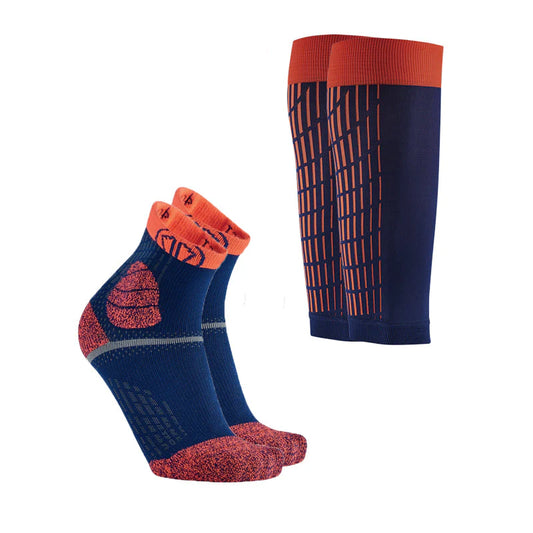 Trail Protect socks + Ultralight Run Calf sleeves blue/orange